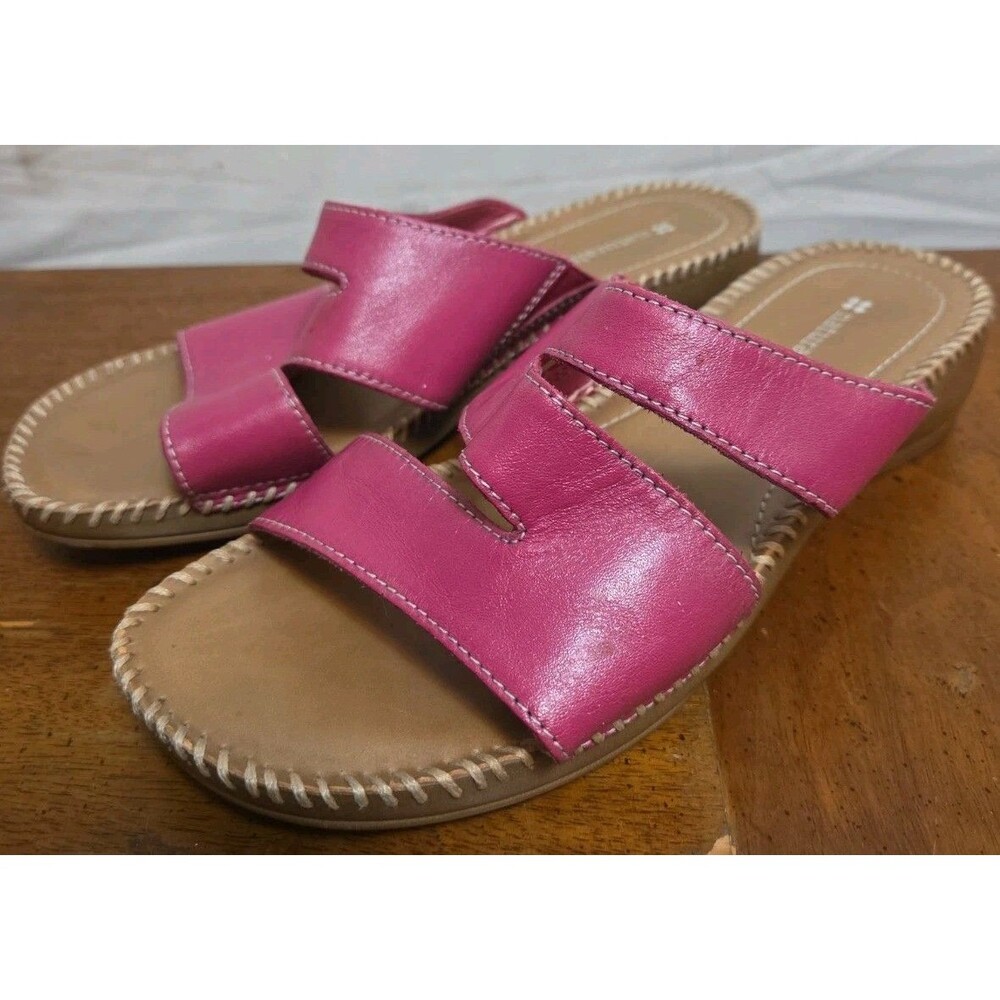 Naturalizer Pink Leather Slide Sandal Women’s Sz 7 WW